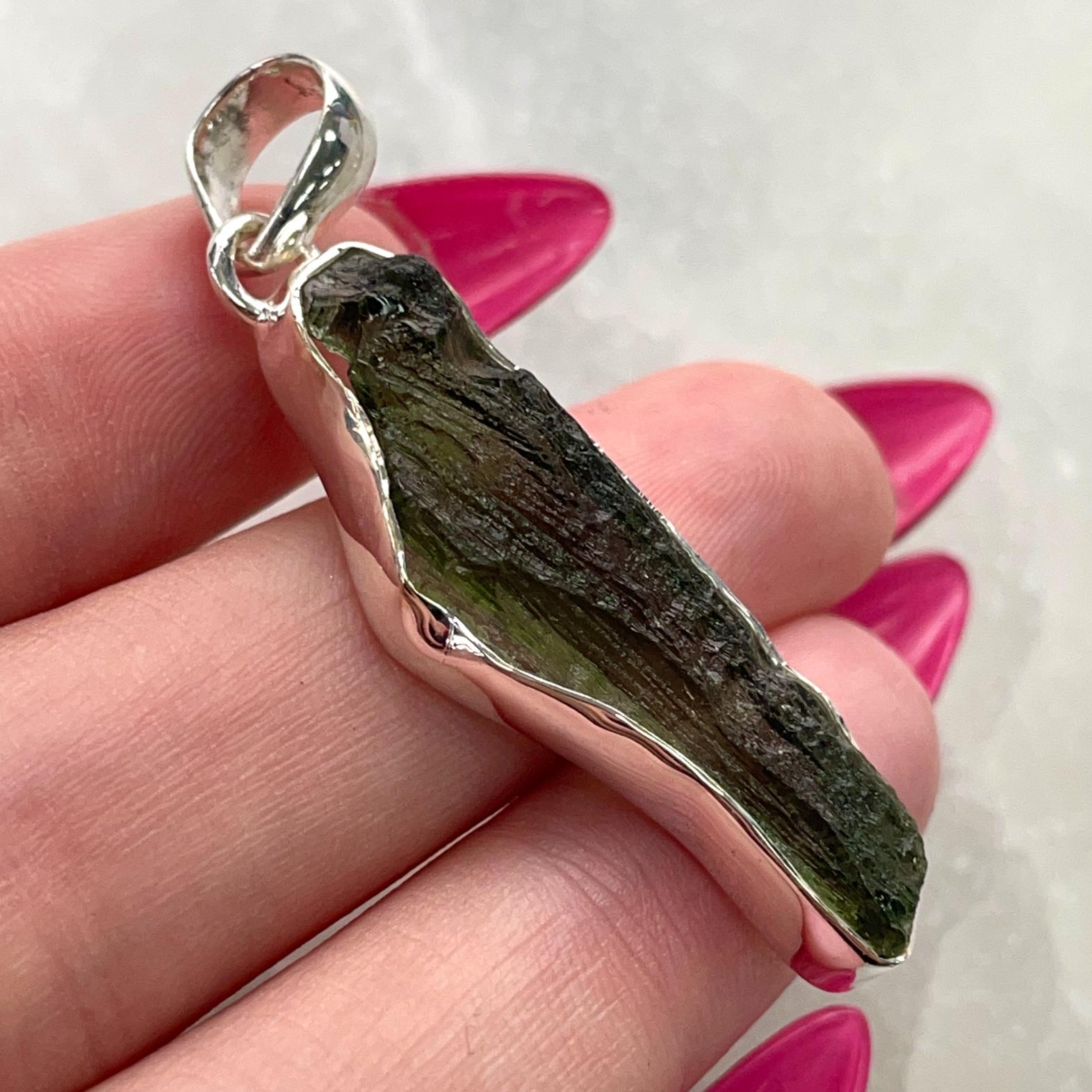 Moldavite - Silver Pendant Large - M33 Moldavite - Silver Pendant Large - M33